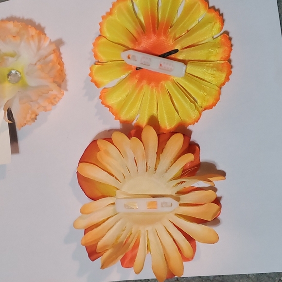 Handmade Hair Flower barrettes ballet yellow orange new - Picture 5 of 5